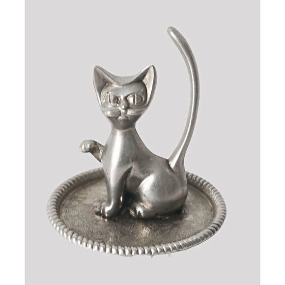 Vintage Silver Toned Animal Ring Holders Cat Giraffe & Fox Lot - Picture 2 of 8